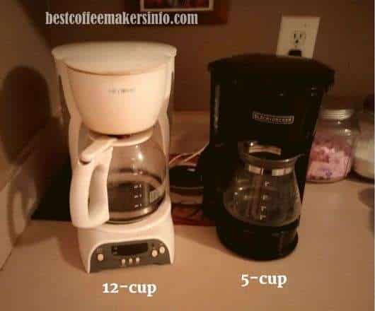 five cup coffeemaker alongside 12 cup